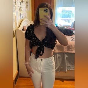 American Eagle Reversible Floral Crop Top